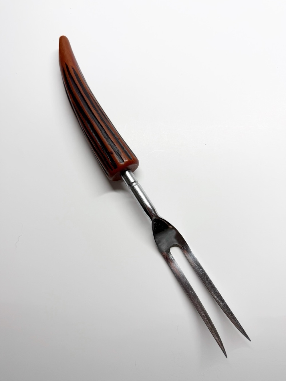 Vintage Japan Bakelight Antler Horn Handle Meat Fork